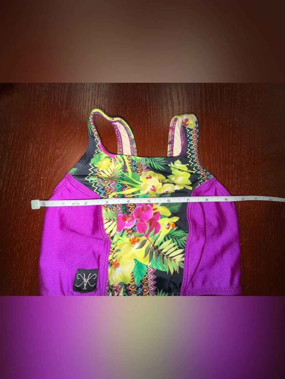 Kandi Kouture Floral Tropical Bra & Shorts Dance Set Size Child Medium (7/8)